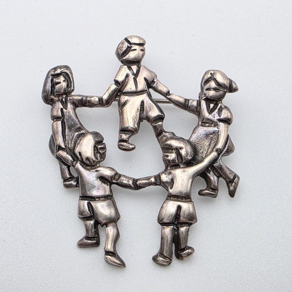 Vintage JAMES AVERY Brooch 'Ring Around‎ The Rosie' Children 925 Sterling Silver